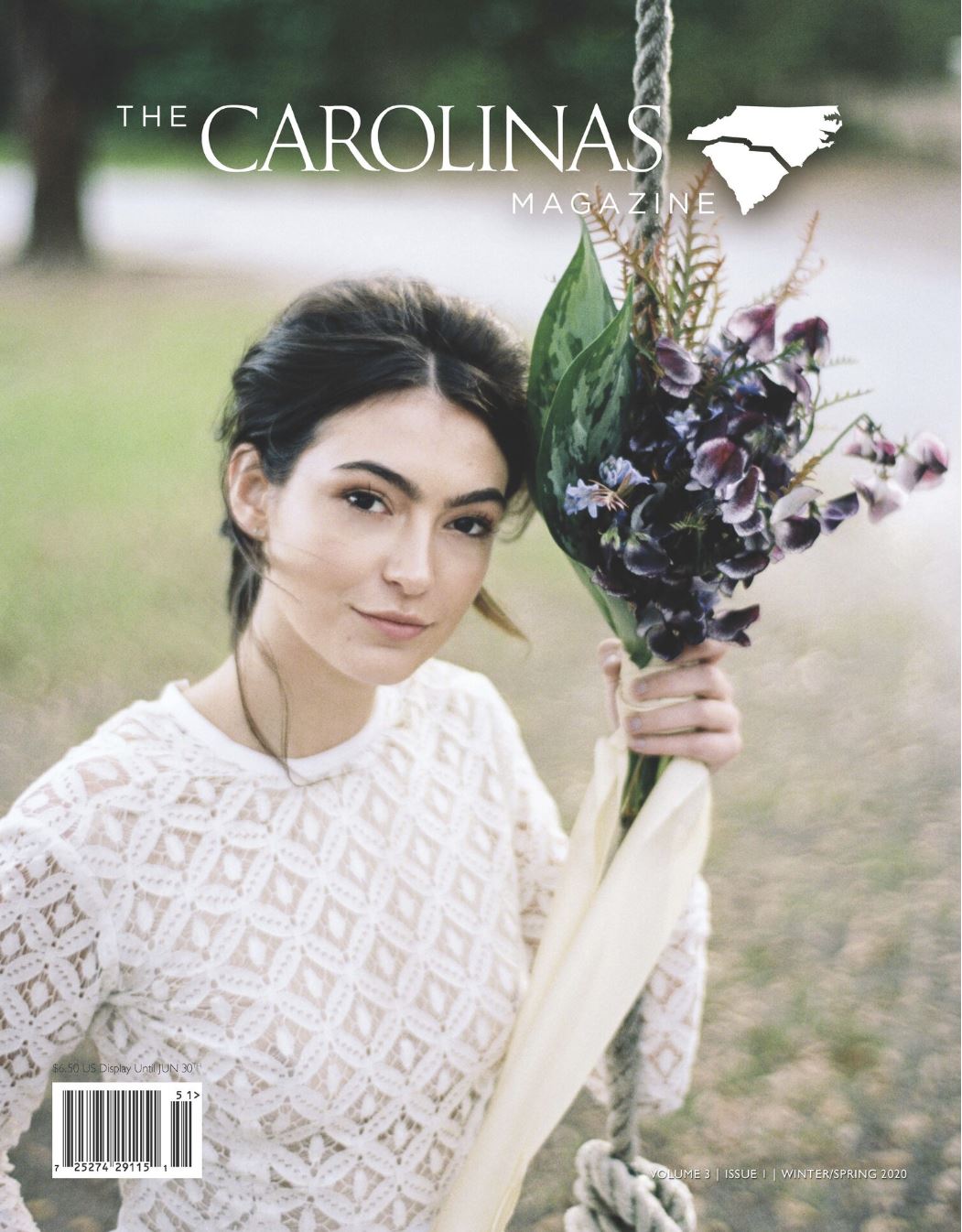 brian d smith carolinas magazine winter spring 2020 cover wingate bridal portrait haylee michalski in sweet caroline styles bodysuit with purple bouquet